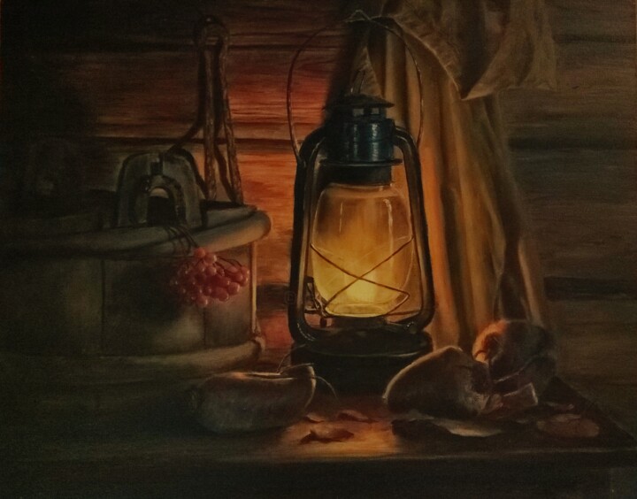 При свете фонаря 绘画, 11.8x15.8 in