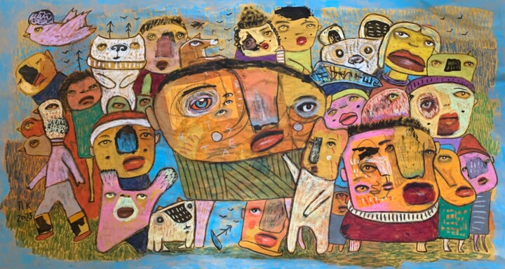 Hysteria. Day 9. 绘画, 33.1x61.4 in