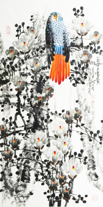 Painting titled "Riches and honour 玉…" by Dayou Lu, Original Artwork, Pigments