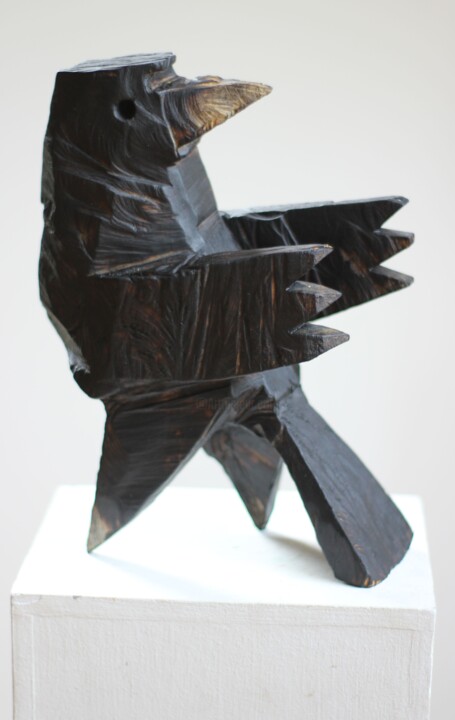 Z cyklu Ptaszki beskidzkie: Kruk 2 雕塑, 11.8x8.7 in