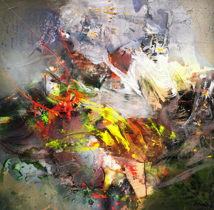 Schilderij getiteld "Enigmatic Oneiric D…" door Kloska Ovidiu, Origineel Kunstwerk, Acryl Gemonteerd op Frame voor houten br…