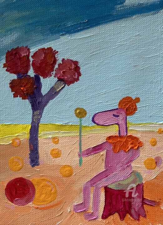 Painting titled "MYSTIC PİNKO" by Nida Acun, Original Artwork, Oil