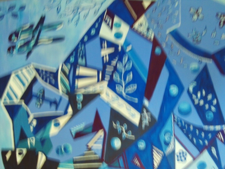 cubisme bleu 绘画, 25.6x39.4 in