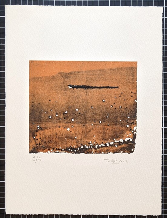 Eau-forte 07. Noir/Terre de Sienne brulée Printmaking, 15x11 in