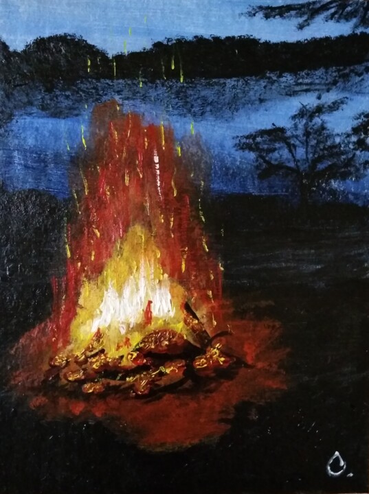 Painting titled "Костер" by Art-Teodora, Original Artwork, Acrylic