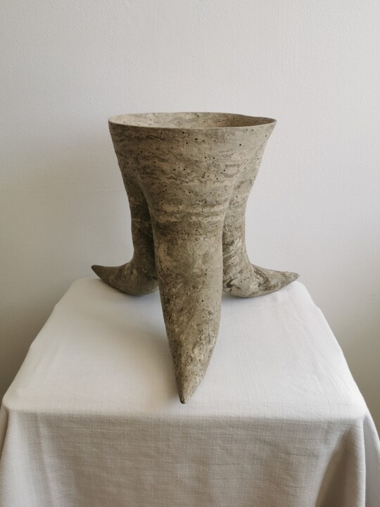Sculpture titled "The ThreeHorn Cup -…" by Grazia Compagnino, Original Artwork, Clay
