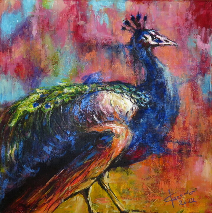 Peacock 绘画, 19.7x19.7 in
