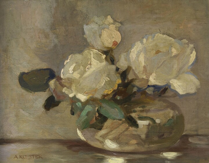 Painting titled "Nature morte aux fl…" by Alexander Koester, Original Artwork, Oil