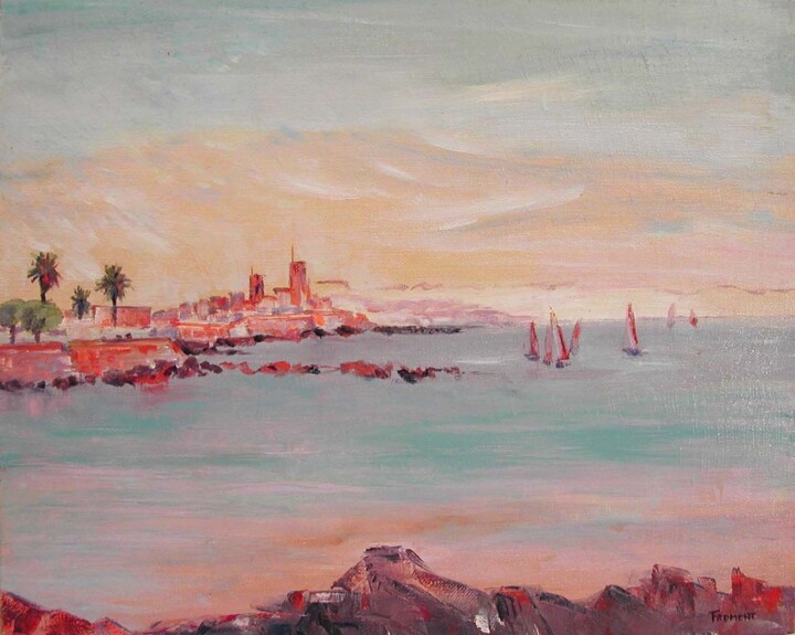 Peinture intitulée "ANTIBES LES REMPART…" par Michèle Froment, Œuvre d'art originale, Huile Monté sur Châssis en bois