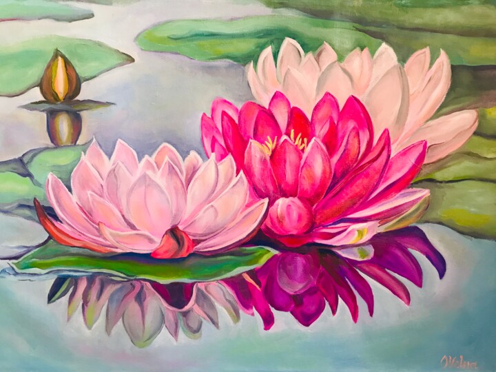 Lotuses in the pond 绘画, 19.7x23.6 in