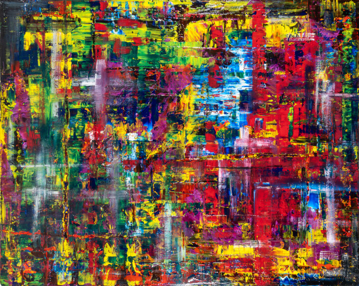 Painting titled "Blütenschimmer" by Björn Wiedemann, Original Artwork, Acrylic Mounted on Wood Stretcher frame