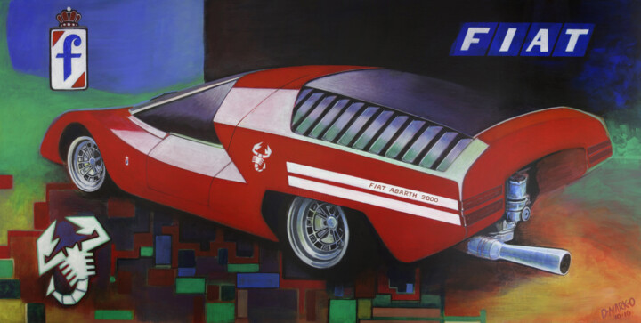 FIAT ABARTH 2000 SCORPION 绘画, 19.7x39.4 in