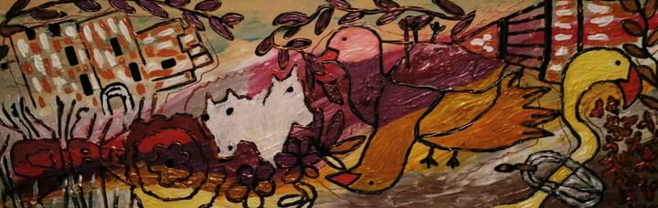 Aigues-Mortes et la vie 绘画, 15.8x47.2 in