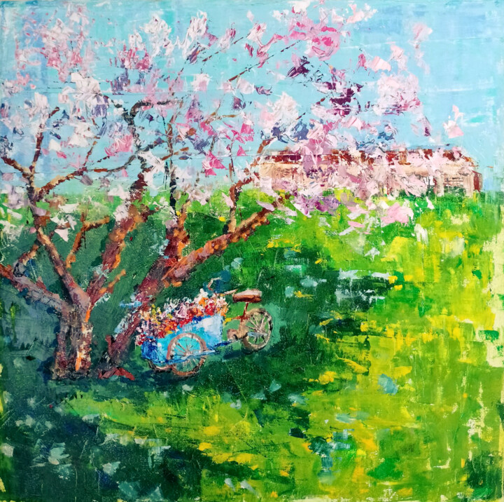 Painting titled "Conversation with t…" by Tatyana Pchelnikova, Original Artwork, Oil Mounted on Wood Stretcher frame
