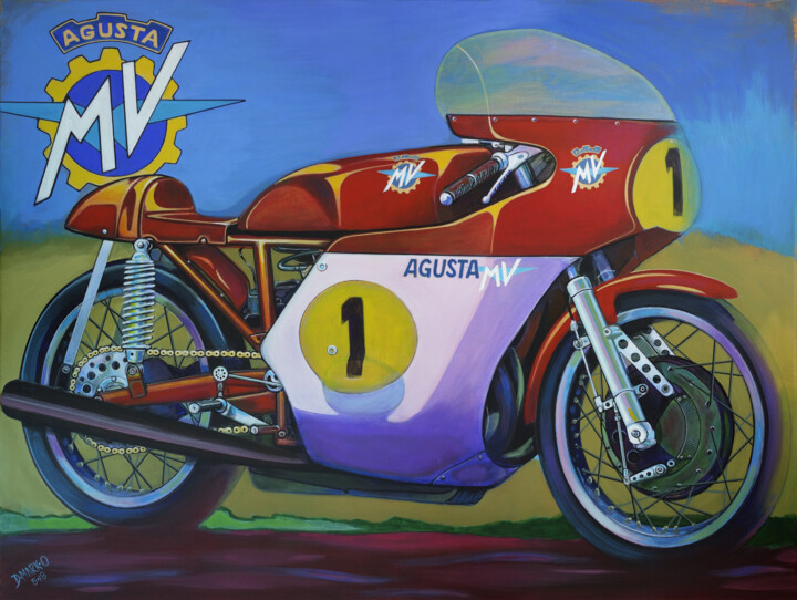 MV Agusta 500-3 Evoluzione 绘画, 23.6x31.5 in