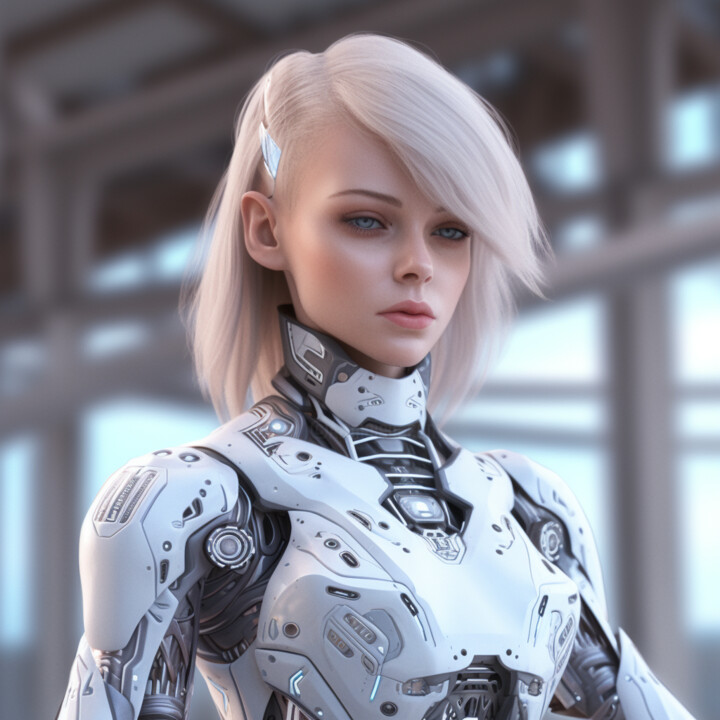 Цифровое искусство под названием "Robot Girl 3" - Guze, Подлинное произведение искусства, Изображение, сгенерированное ИИ