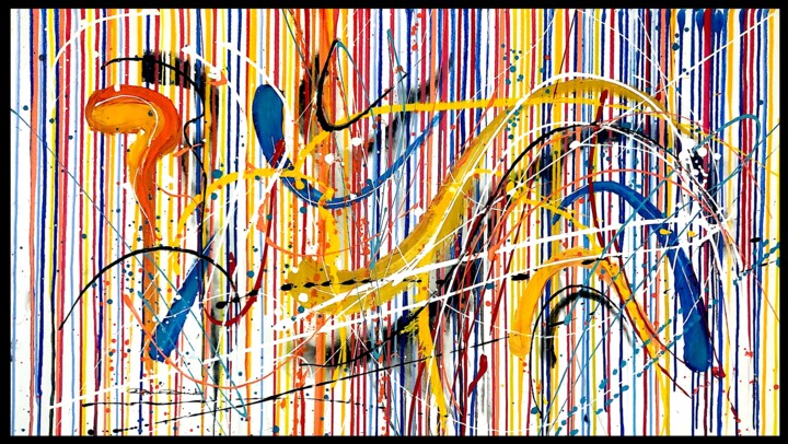 Peinture intitulée "Yellow shadows" par Dam Domido, Œuvre d'art originale, Acrylique