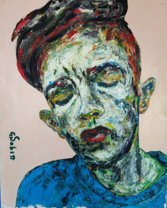 Peinture intitulée "Boy 2" par Sabin, Œuvre d'art originale, Acrylique Monté sur Carton