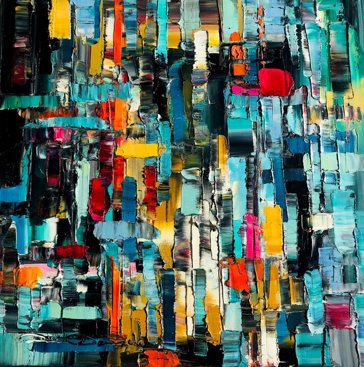 Painting titled "Some colors touche" by Dam Domido, Original Artwork, Oil