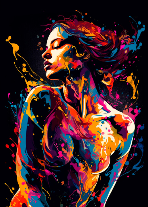 Digital Arts titled "#7 - Splashing Colo…" by Eric Lespinasse, Original Artwork, Digital Painting