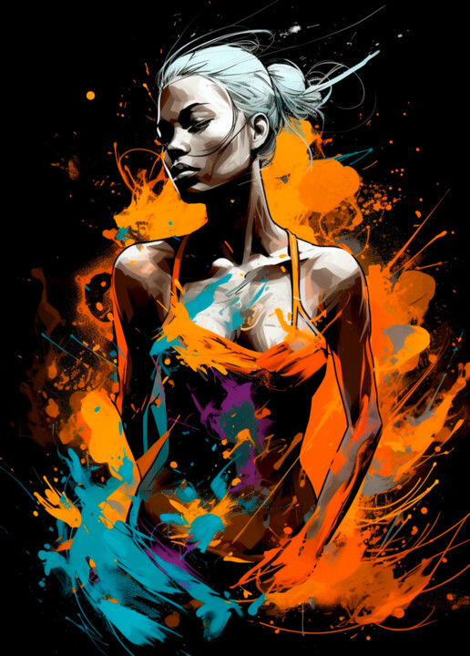 Digital Arts titled "#12 - Splashing Col…" by Eric Lespinasse, Original Artwork, Digital Painting