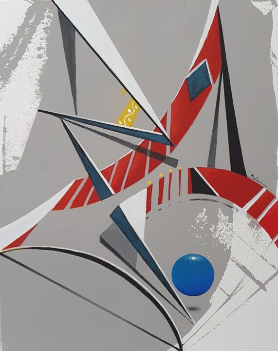 Painting titled "Mondi 1" by Mery Blindu, Original Artwork, Acrylic Mounted on Wood Stretcher frame