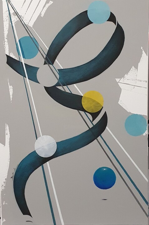 Painting titled "Mondi 4" by Mery Blindu, Original Artwork, Acrylic Mounted on Wood Stretcher frame