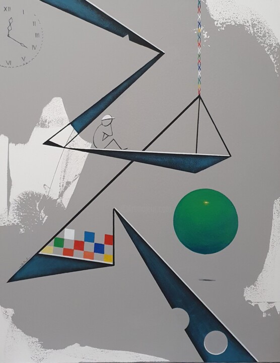 Painting titled "Mondi 5" by Mery Blindu, Original Artwork, Acrylic Mounted on Wood Stretcher frame