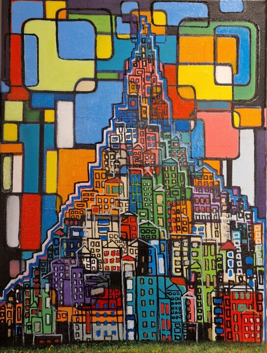 Peinture intitulée "Paysage imaginaire" par Ralph.S, Œuvre d'art originale, Huile
