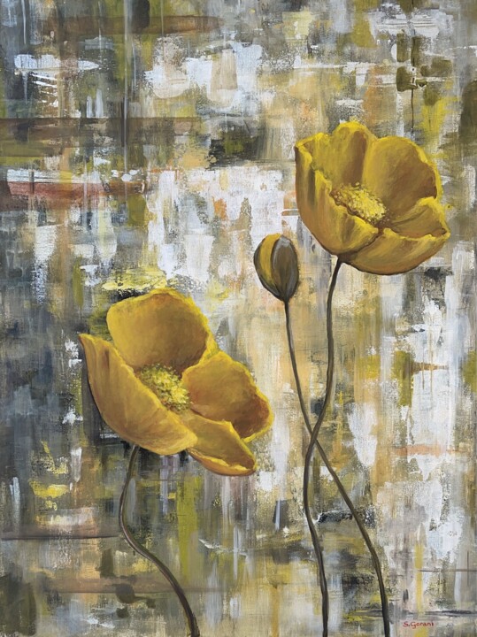 绘画 标题为“Yellow Flowers” 由Geni Gorani, 原创艺术品, 丙烯