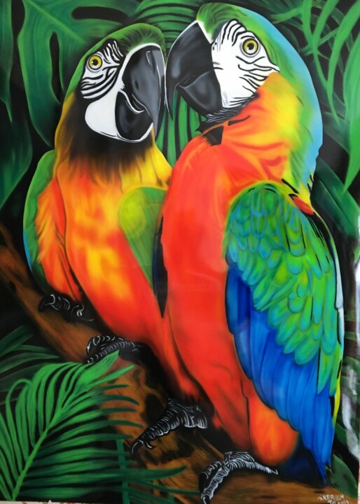 Papegaaien Liefde 绘画, 27.6x19.7 in