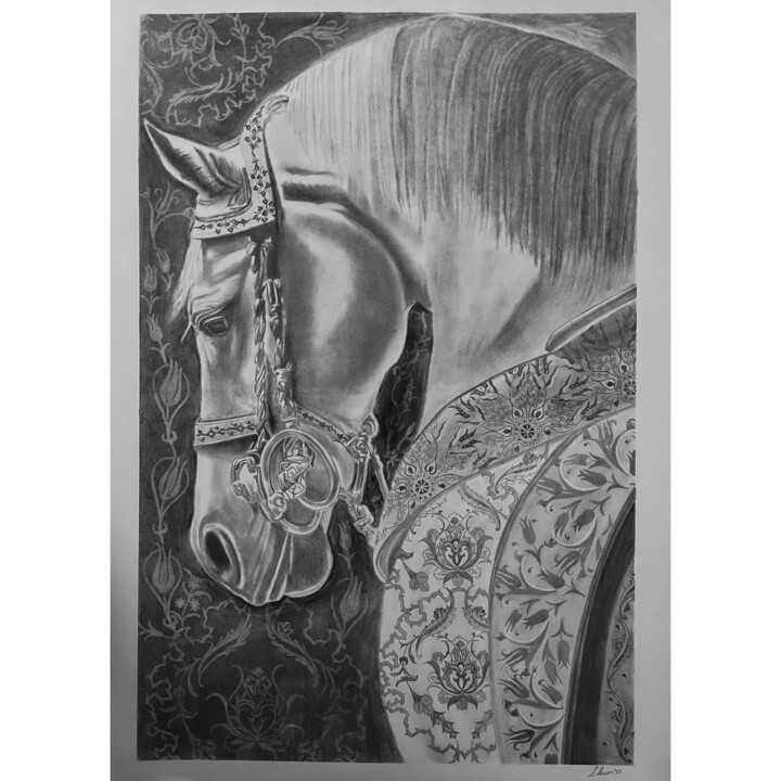 A horse with Turkish motifs Рисунок, 16,5x15,8 in