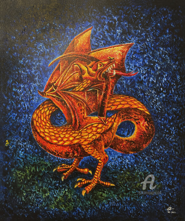 Peinture intitulée "Dragon - Rereading…" par Humberto Cesar Pornaro, Œuvre d'art originale, Acrylique