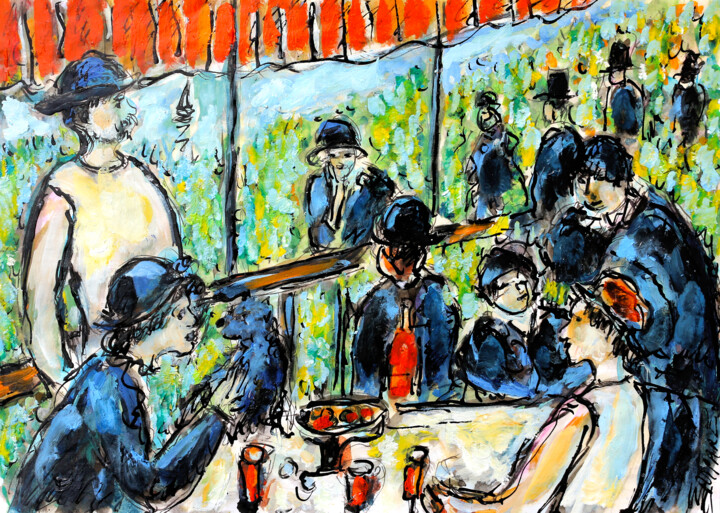Le déjeuner des canotiers revisité 1 绘画, 8.3x11.8 in