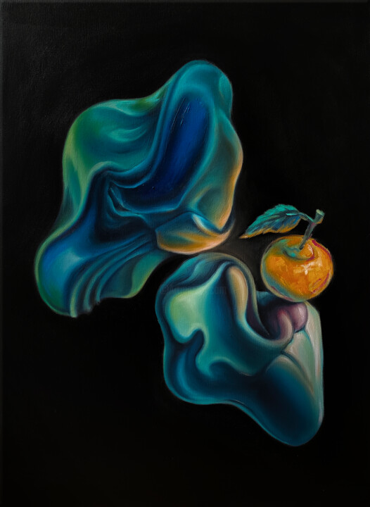 Painting titled "ADRIATIC COAST" by Aida Khubaeva, Original Artwork, Oil Mounted on Wood Stretcher frame