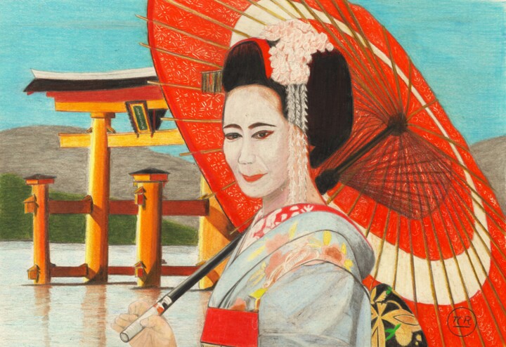 Les secrets du temple de la Geisha 图画, 11x15.8 in