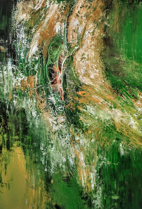 Schilderij getiteld "MOTHER EARTH" door Alexandra Petropoulou, Origineel Kunstwerk, Acryl Gemonteerd op Frame voor houten br…