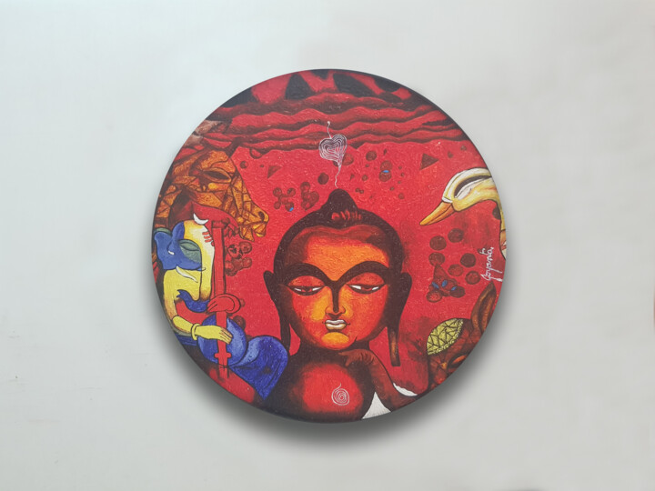 Pittura intitolato "Buddha the Enlighte…" da Joyanto Deb, Opera d'arte originale, Acrilico