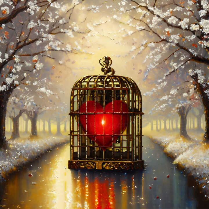 Digitale Kunst mit dem Titel "Hearts Captivation" von Rodrigo Muñoz, Original-Kunstwerk, KI-generiertes Bild
