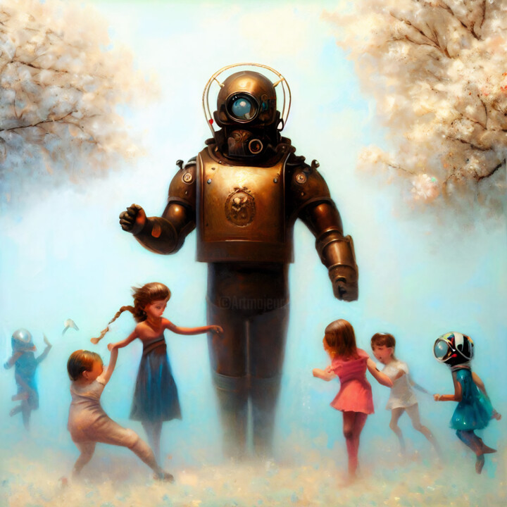 「It's OK to Play」というタイトルのデジタルアーツ Rodrigo Muñozによって, オリジナルのアートワーク, AI生成画像