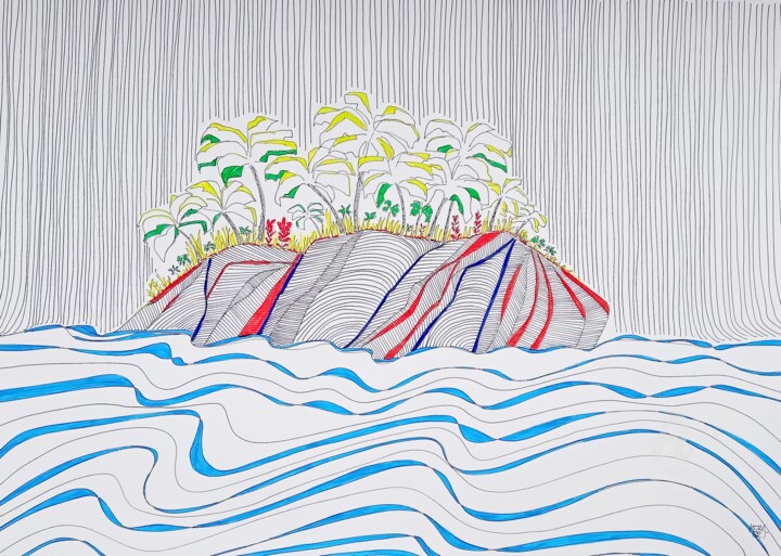 Fantasy Island No. 3 Tekening, 19,7x27,6 in
