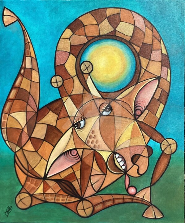 Soif la girafe 绘画, 21.7x18.1 in