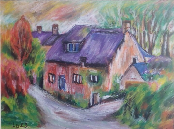 "maison de campagne" 그림, 11.7x16.5 in