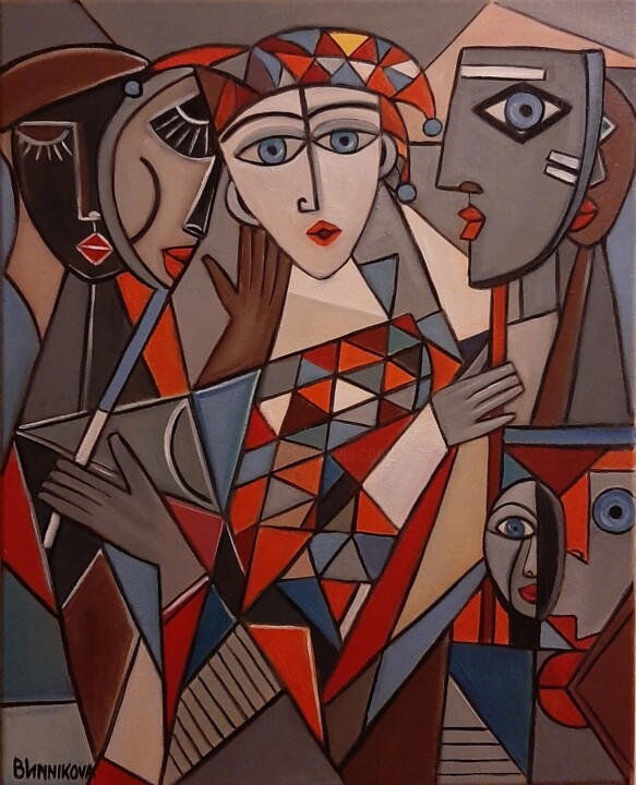 Masques 绘画, 19.7x15.8 in
