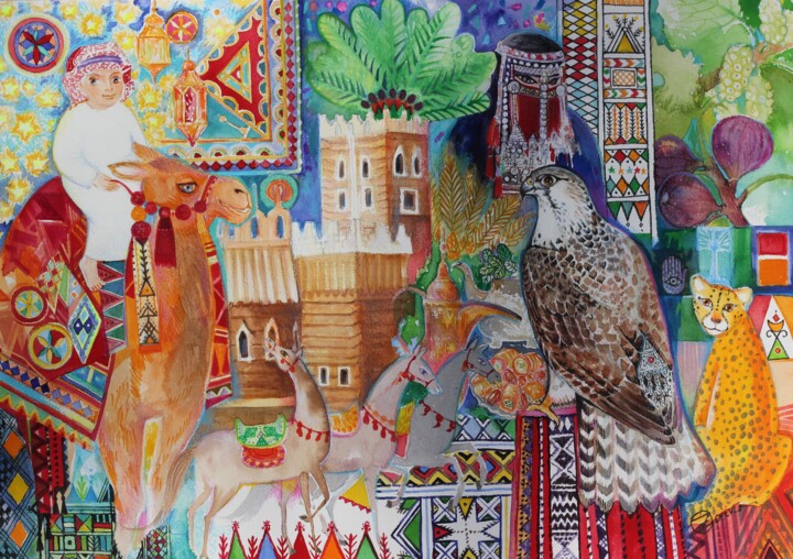 Saudia Arabia 绘画, 14.2x20.1 in