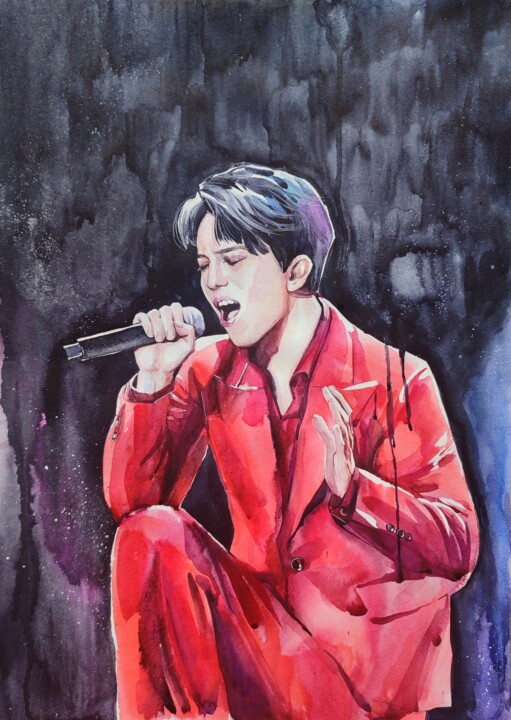 Dimash Kudaibergen 绘画, 23.2x16.5 in