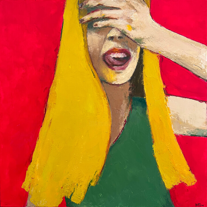 Painting titled "Delight" by Ditim, Original Artwork, Oil Mounted on Wood Stretcher frame