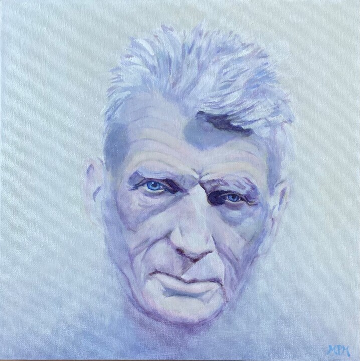 Painting titled "Samuel Beckett 2" by Marcella Marais, Original Artwork, Oil Mounted on Wood Stretcher frame