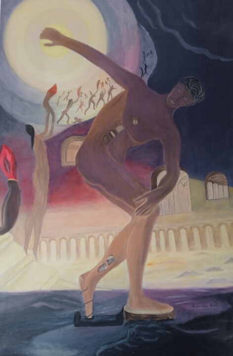 El atleta cósmico 绘画, 57.5x38.2 in