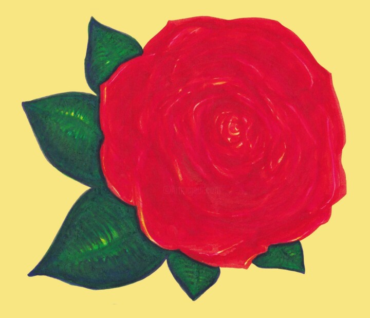 Dessin intitulée "KIRMINI GÜL / ROSE…" par Corinne Courlet, Œuvre d'art originale, Encre